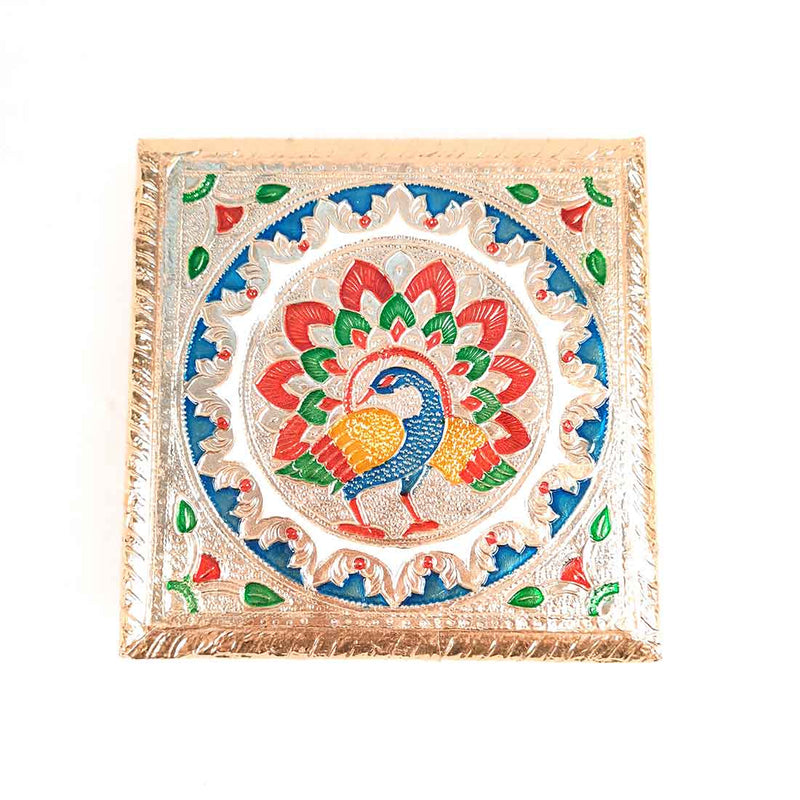 Pooja Chowki Bajot | Minakari Chauki Set - For Pooja, Festivals & Return Gifts (Pack of 2) 6 Inch - Apkamart
