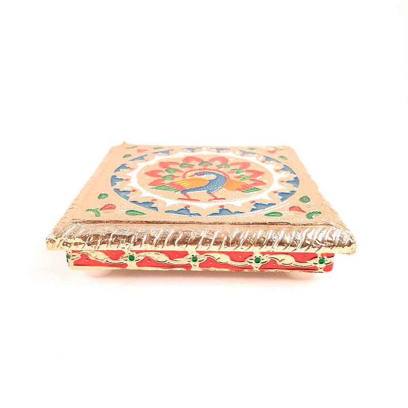 Pooja Chowki Bajot - Peacock Design - For For Pooja, Weddings & Festivals - Set of 3 - ApkaMart