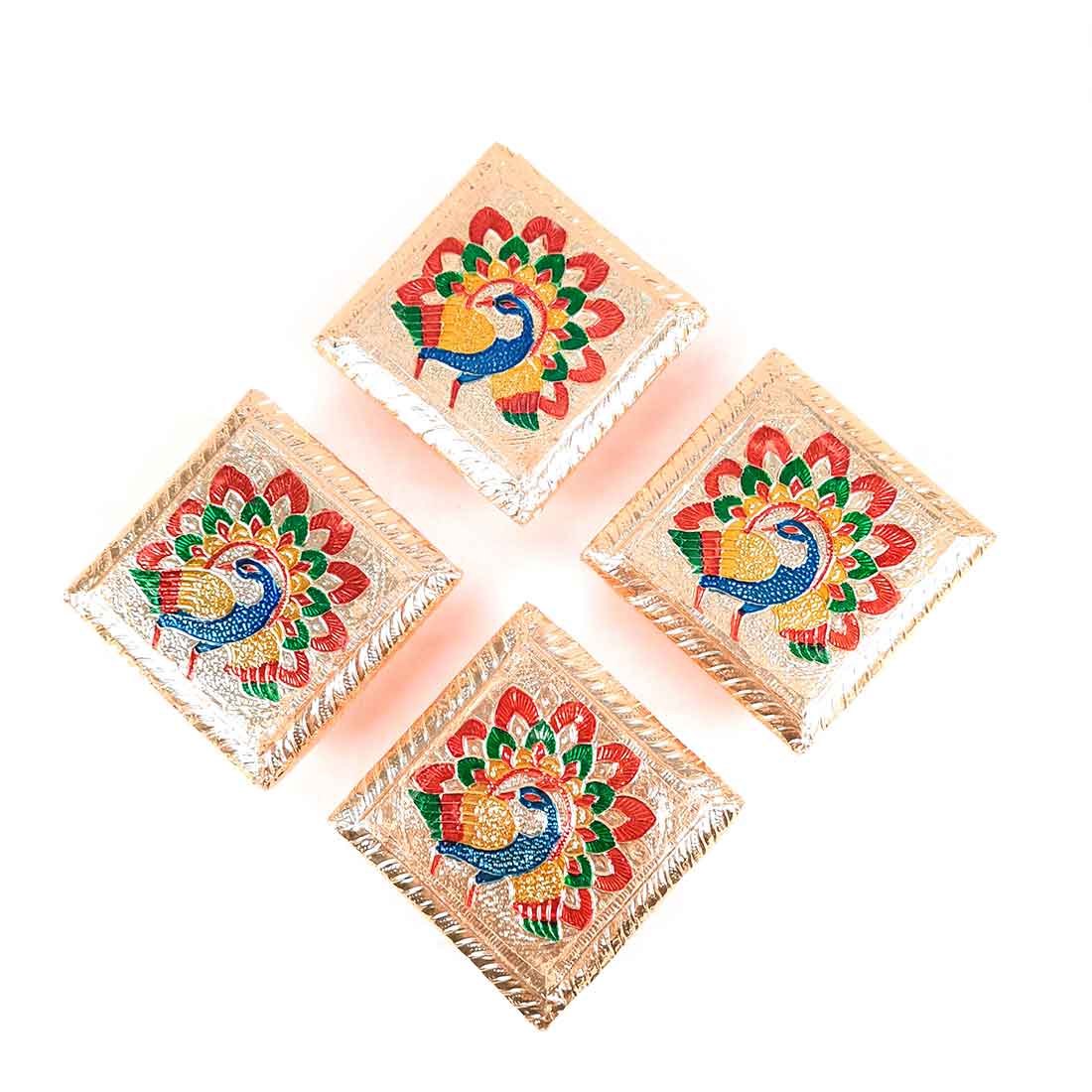 Pooja Chowki Bajot | Minakari Chauki Set - For Pooja, Festivals & Return Gifts - 4 Inch (Pack of 4) -Apkamart #Style_Design 2