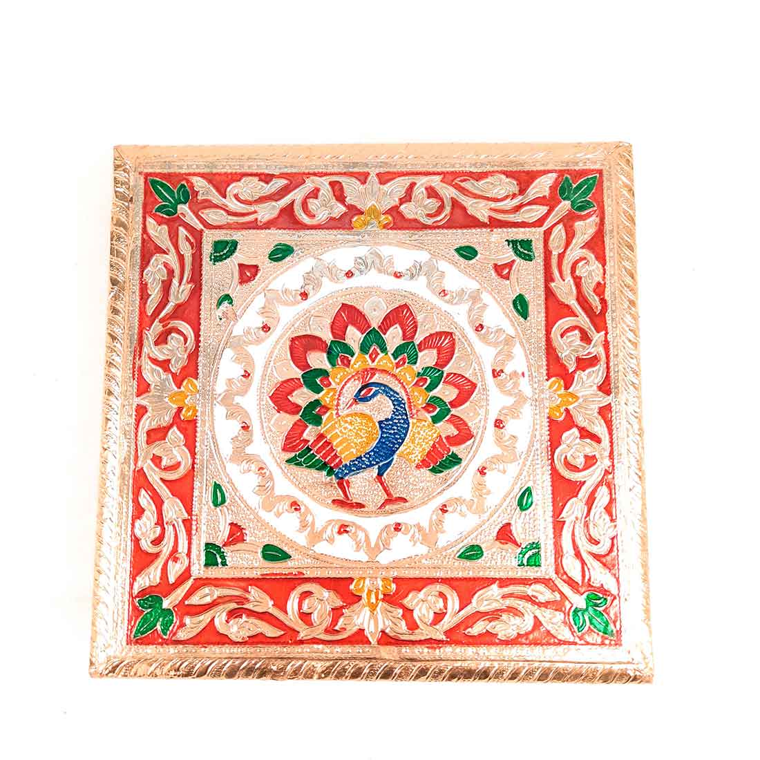 Pooja Chowki Bajot - Peacock Design - For For Pooja, Weddings & Festivals - Set of 3 - ApkaMart #Style_Design 2