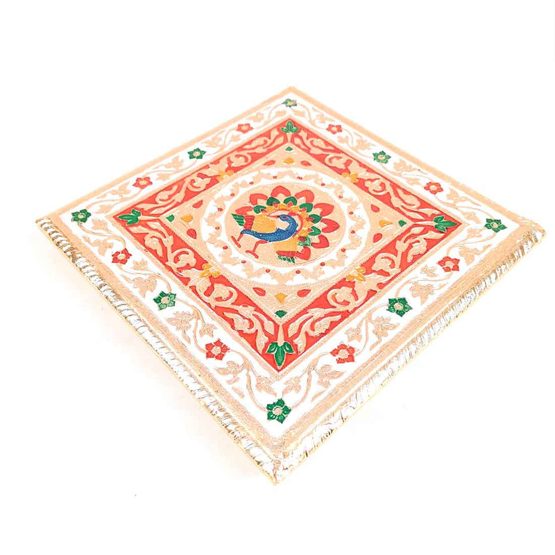 Pooja Chowki Bajot - Minakari Chowki Set - Set of 3 (6, Inch , 8 Inch, 10 Inch) - ApkaMart