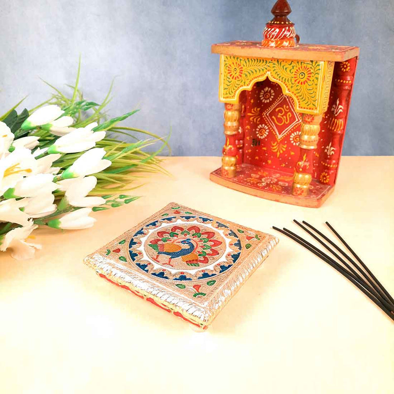 Minakari Pooja Chowki Bajot - For Puja & Gifts - 6 Inch - ApkaMart