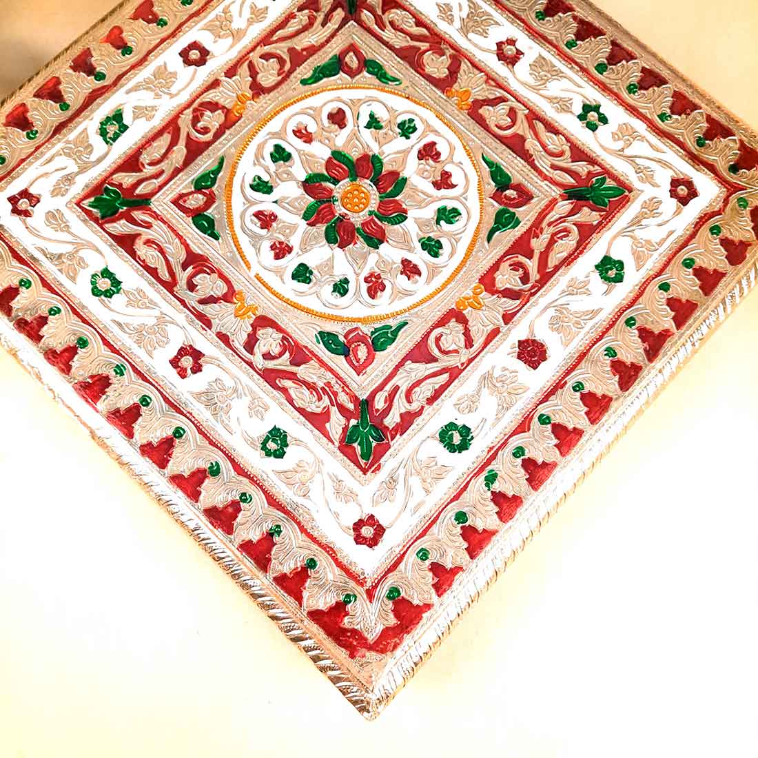 Meenakari Chowki Bajot - For Pooja Decoration -12 Inch - ApkaMart #Style_Design 2