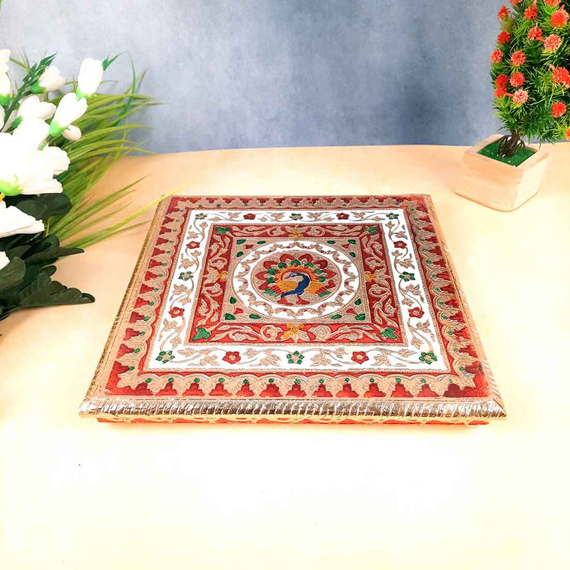 Minakari Pooja Chowki - Wooden Bajot - For Pooja & Festivals - Set of 3 - ApkaMart