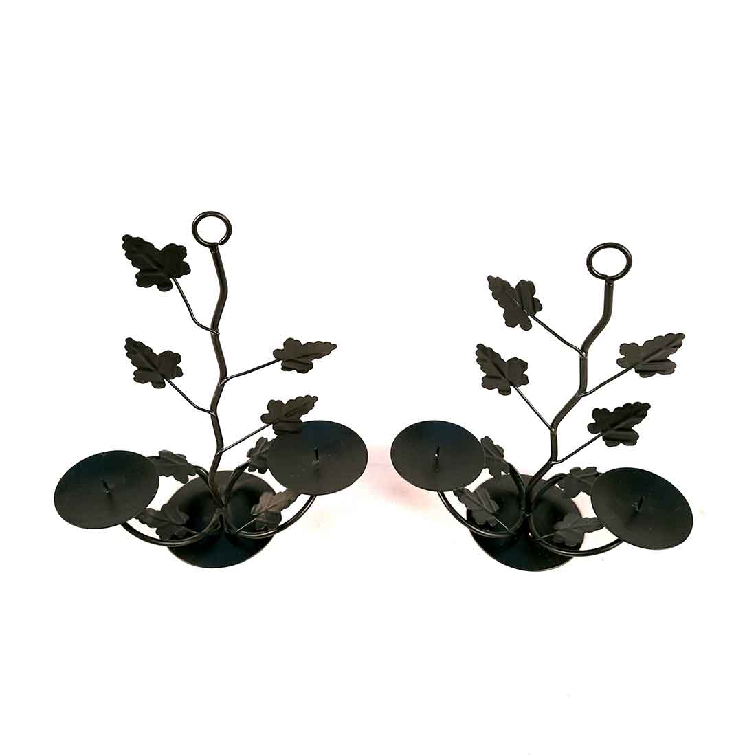 TeaLight Holder Antique | Candle Holders Stand With Two Slots | Tea Light Candle Stands - Tree Branch Design - For Home, Table, Living Room, Dining room, Bedroom Decor | For Festival Decoration & Gifts  - Set of 2