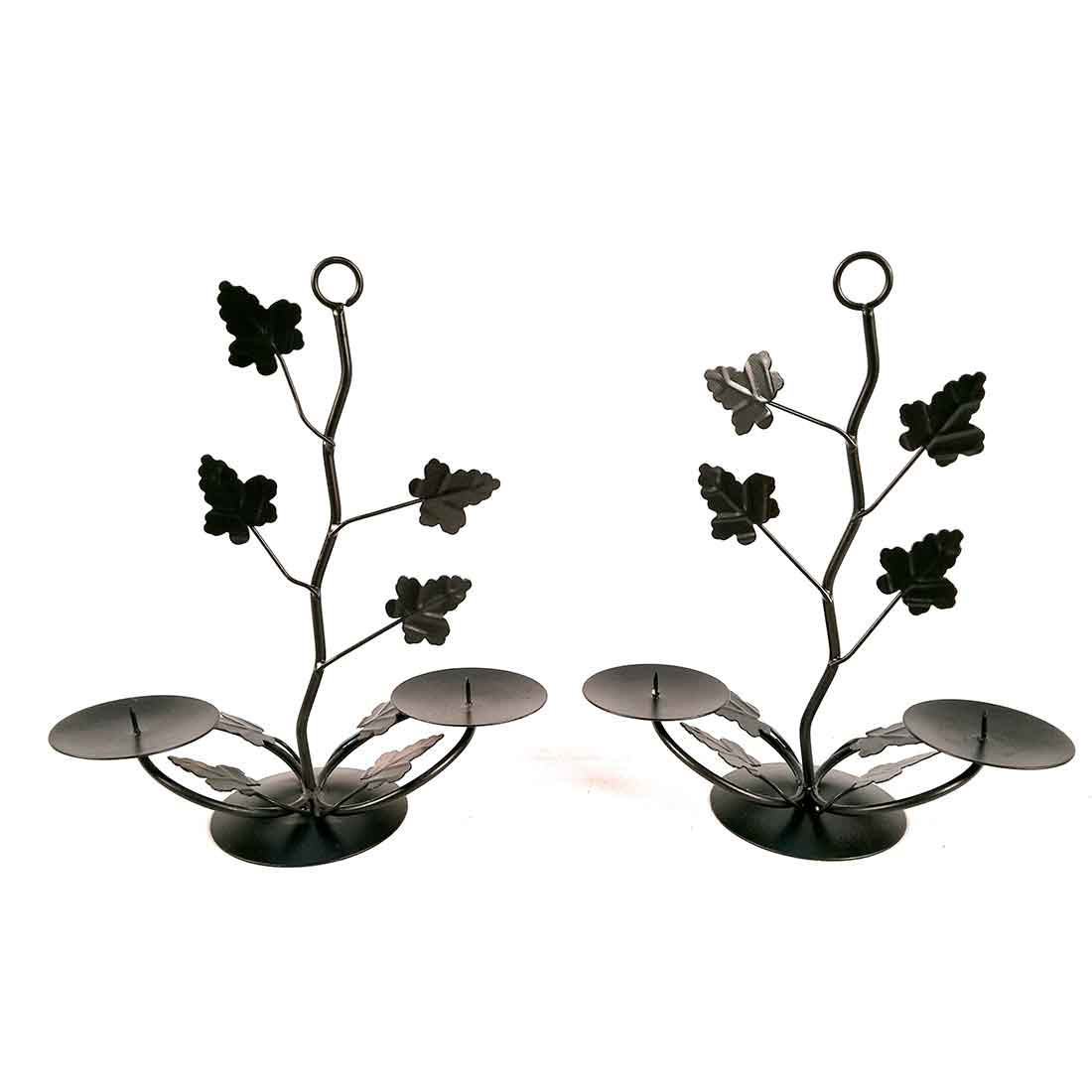 TeaLight Holder Antique | Candle Holders Stand With Two Slots | Tea Light Candle Stands - Tree Branch Design - For Home, Table, Living Room, Dining room, Bedroom Decor | For Festival Decoration & Gifts  - Set of 2