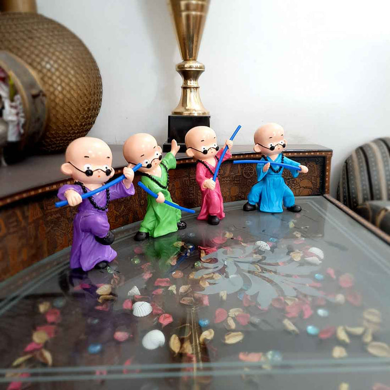 Baby Monk Showpiece - for Table Decoration & Gifts  - 8 Inch - Set of 4 - ApkaMart