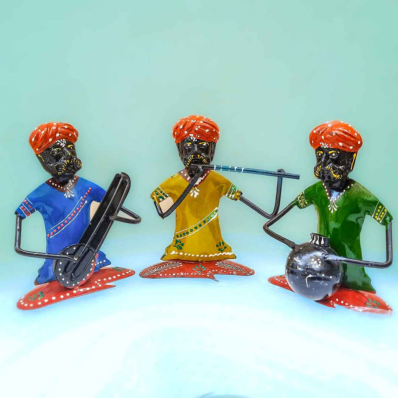 Rajasthani Musicians Figurines | Decorative Showpiece - for Home, Bedroom, Living Room, Office Desk & Table | Gifts For Wedding, Housewarming & Festivals - 7 Inch - Apkamart