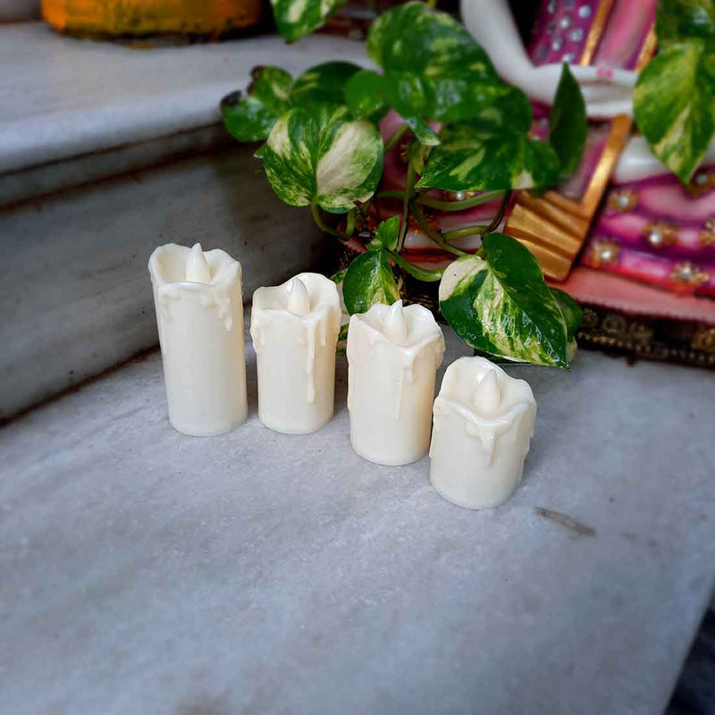 LED Candle -  For Diwali | Christmas | Wedding & Home Decor - 3 Inches - Set of 4 - ApkaMart