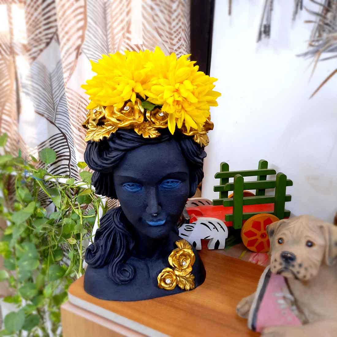 Lady Face Designer Vase - Flower Vase for Living Room - 14 Inches - ApkaMart