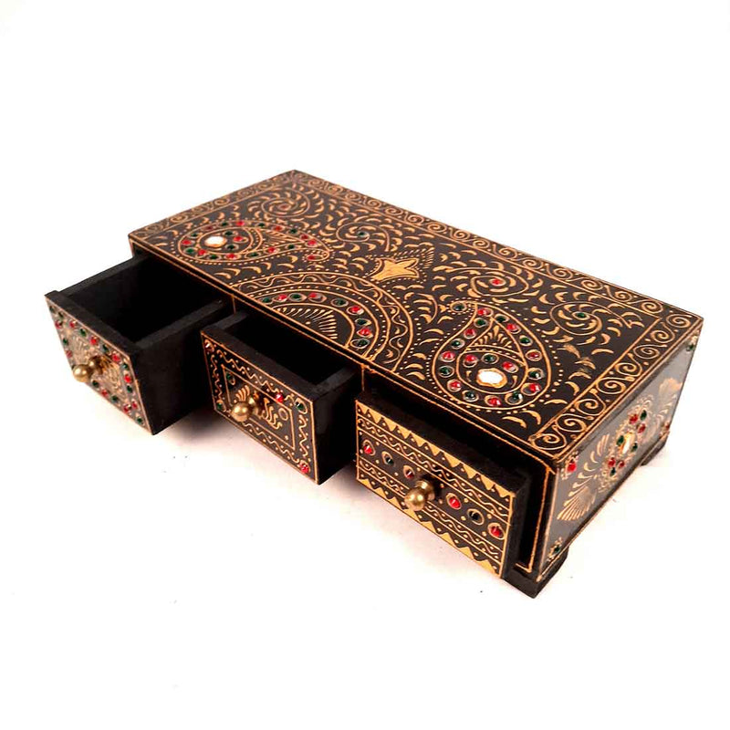 Jewelry Box Wooden | Decorative Jewellery Box - For Organizing & Gifts - 12 Inch - ApkaMart