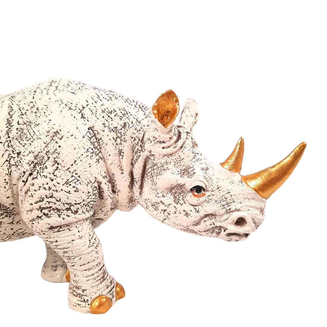 Rhino Showpiece Statue - For Home Decor, Office, Table Decor & Gifts - 5 Inch - Apkamart