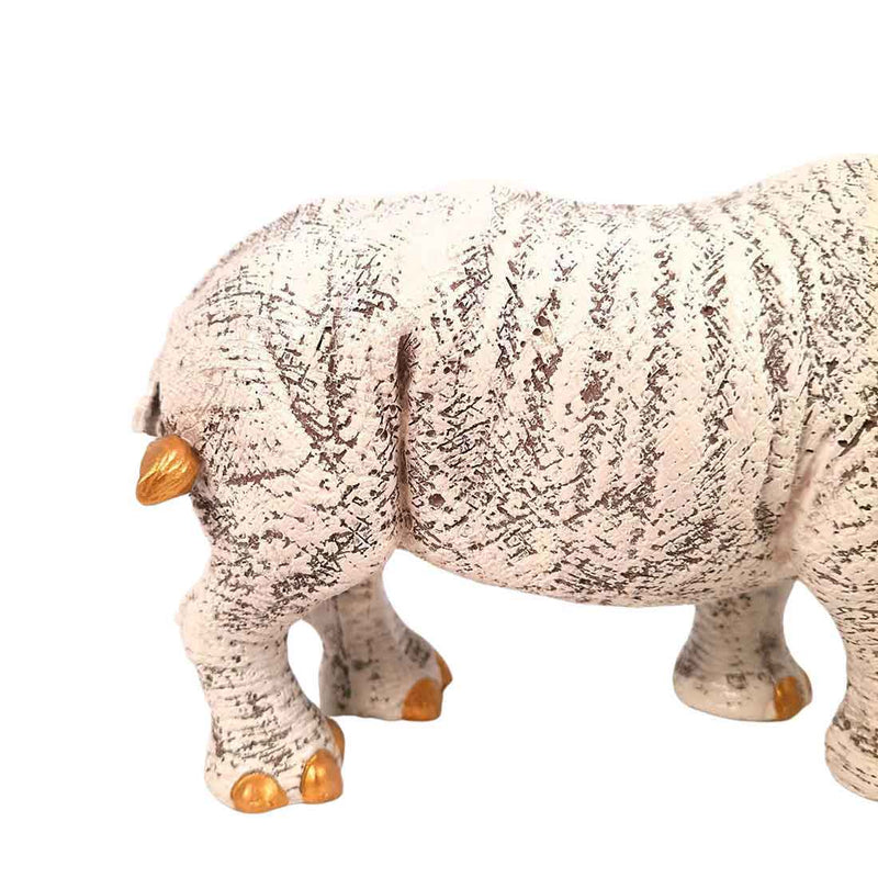 Rhino Showpiece Statue - For Home Decor, Office, Table Decor & Gifts - 5 Inch - Apkamart