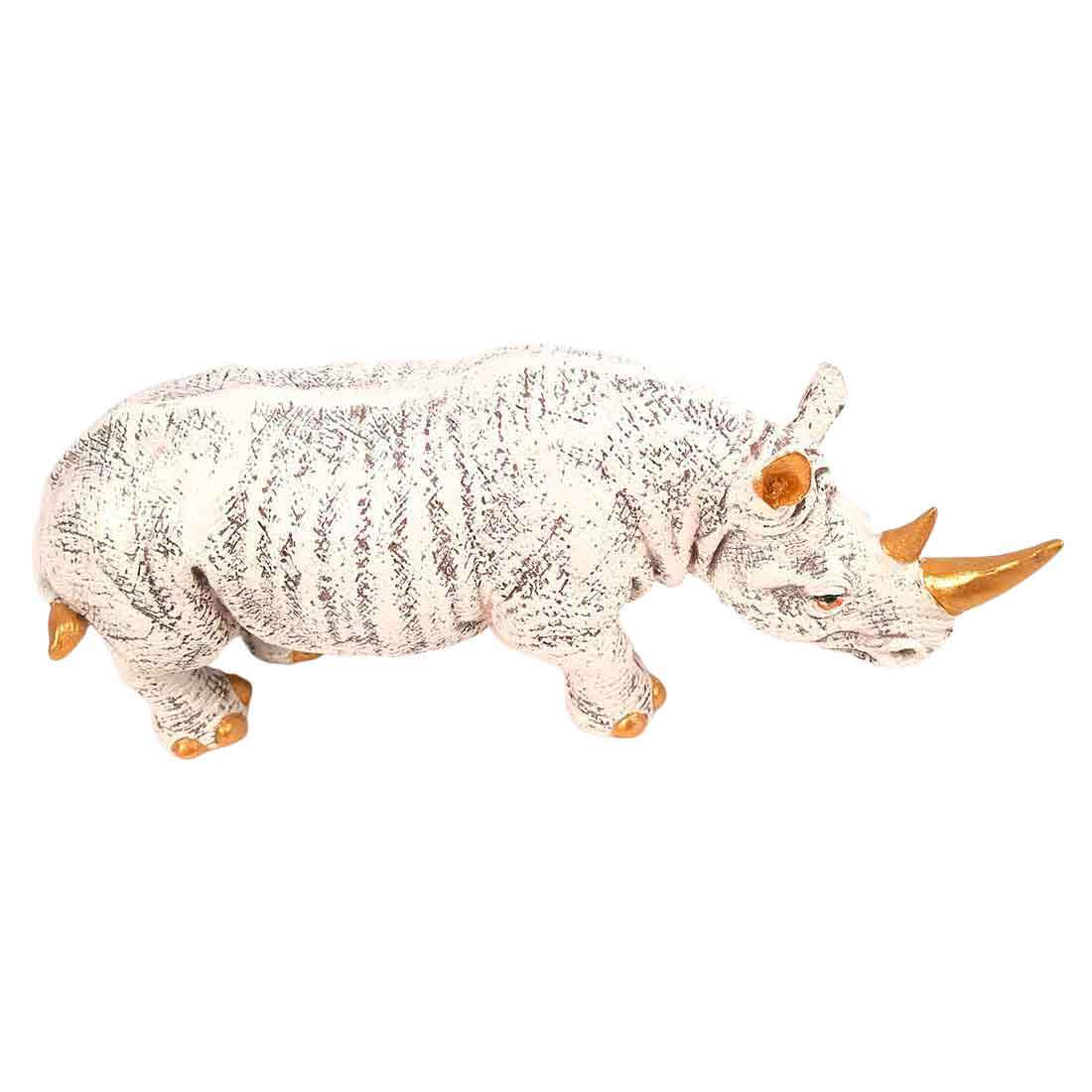 Rhino Showpiece Statue - For Home Decor, Office, Table Decor & Gifts - 5 Inch - Apkamart