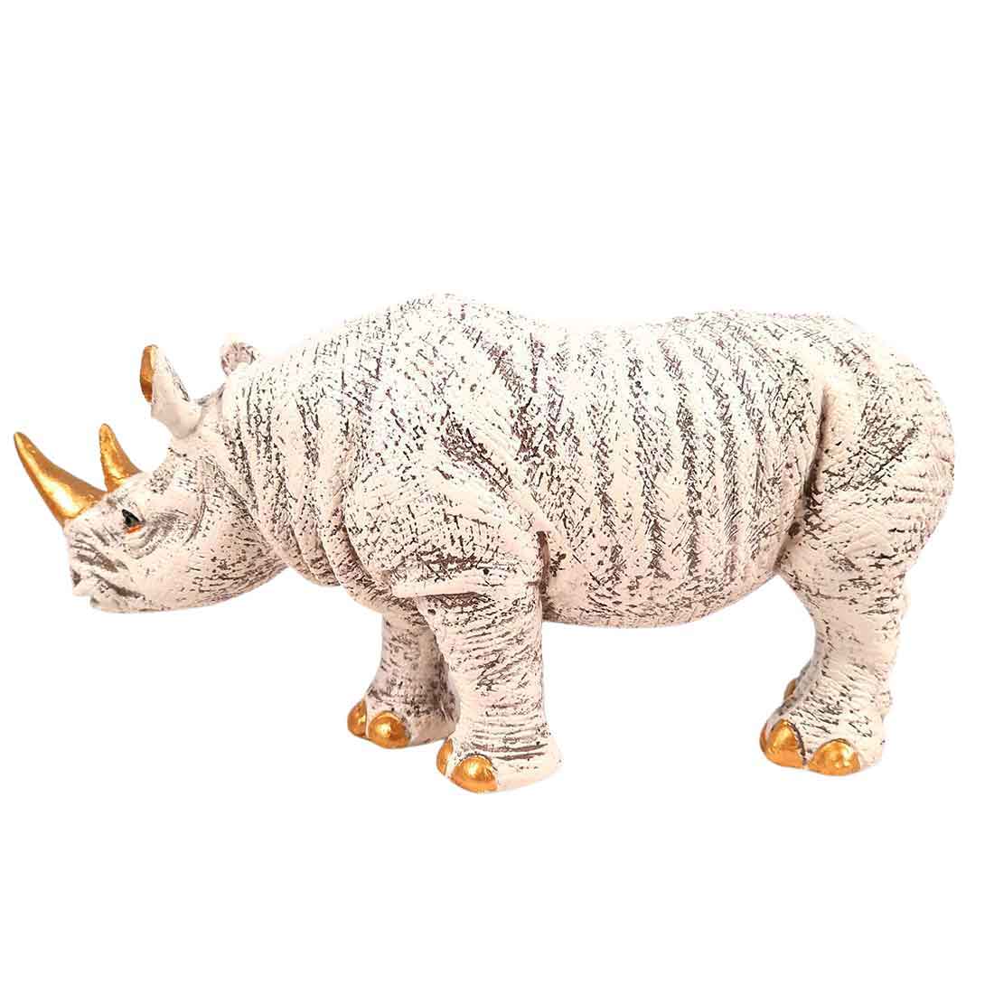 Rhino Showpiece Statue - For Home Decor, Office, Table Decor & Gifts - 5 Inch - Apkamart