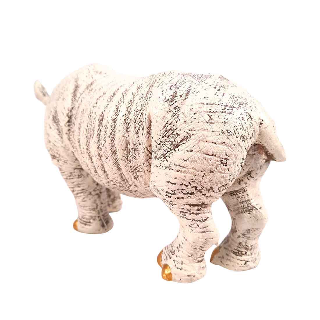 Rhino Showpiece Statue - For Home Decor, Office, Table Decor & Gifts - 5 Inch - Apkamart