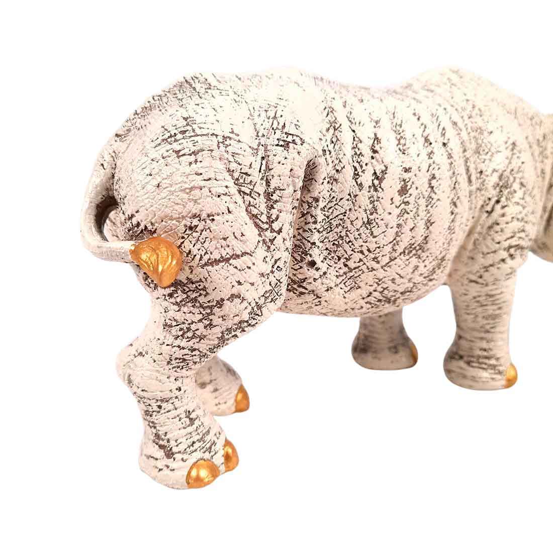 Rhino Showpiece Statue - For Home Decor, Office, Table Decor & Gifts - 5 Inch - Apkamart