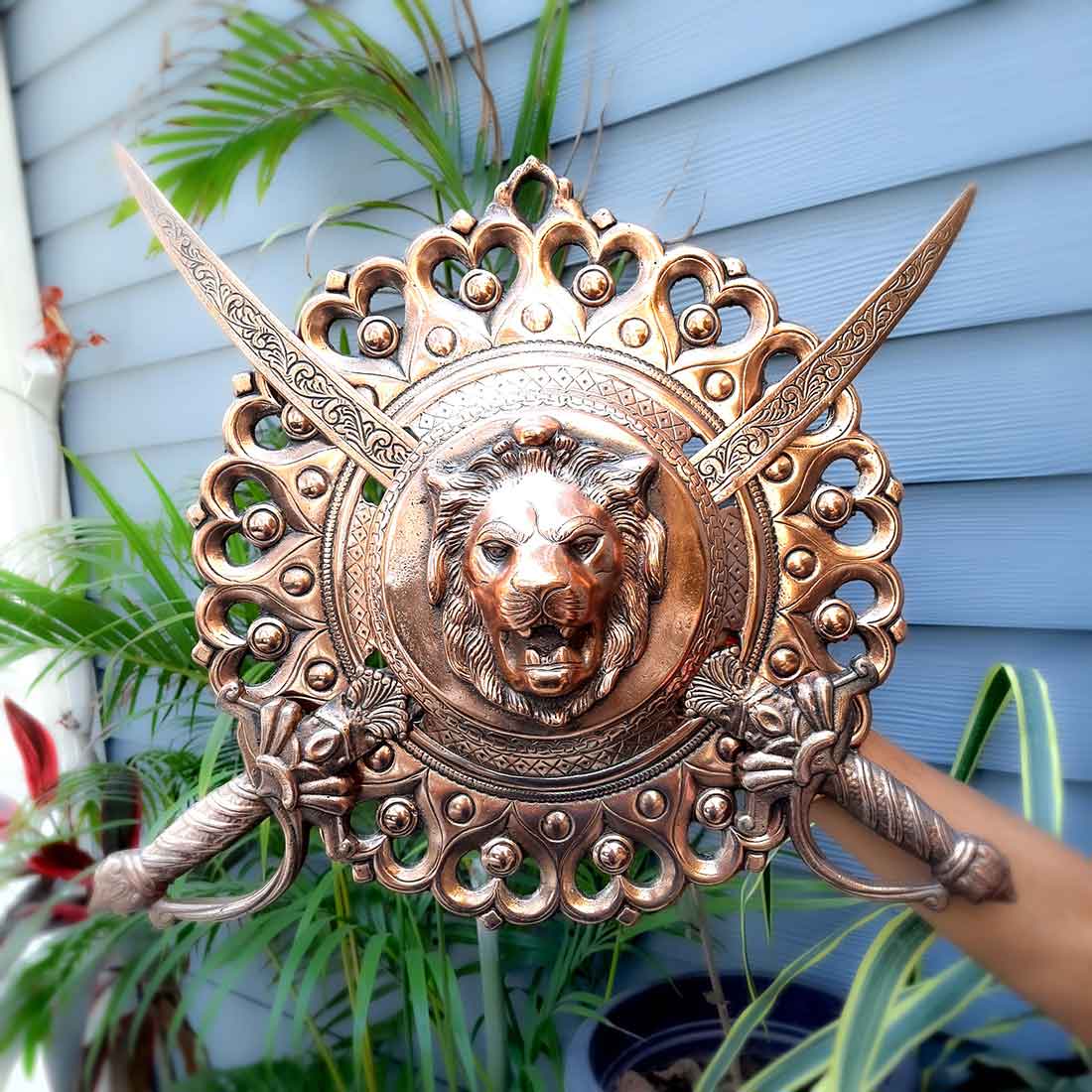 Dhal Talwar Showpiece - Lion Design - For Wall Decor - 18 Inch - Apkamart - #Style_pack of 2