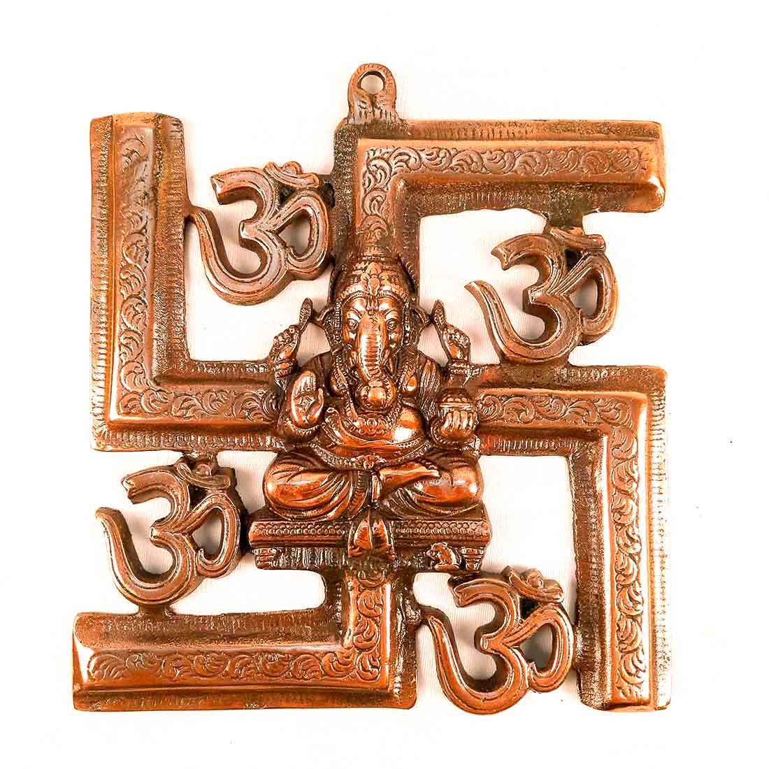 Ganesh Wall Hanging Idol | Lord Ganesha With Swastik And Om Wall Decor Murti for Entrance Door | Ganesha Statue for Vastu, Home, Puja & Religious Decor - 11 Inch
