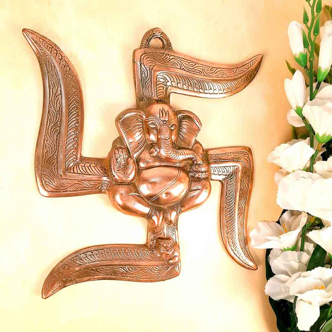 Swastik Ganesh Wall Decor - Vigha Harta Ganesha Wall Hanging -12 Inch - ApkaMart