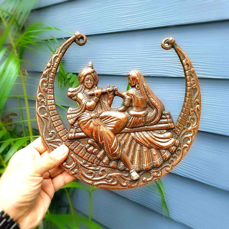 Krishna Wall Hanging | Metal Wall Art  Moon Design - 9 Inch - ApkaMart