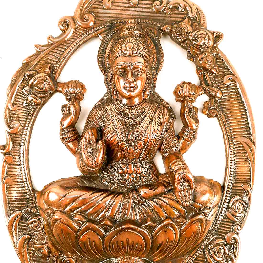 Lakshmi Wall Hanging Statue - Sitting on Lotus / Kamal | Goddess Laxmi Wall Art - for Home, Diwali Puja, Living Room & Office | Antique Wall Idol for Religious & Spiritual Decor  - 16 Inch