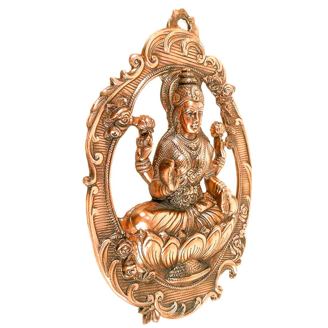 Lakshmi Wall Hanging Statue - Sitting on Lotus / Kamal | Goddess Laxmi Wall Art - for Home, Diwali Puja, Living Room & Office | Antique Wall Idol for Religious & Spiritual Decor  - 16 Inch