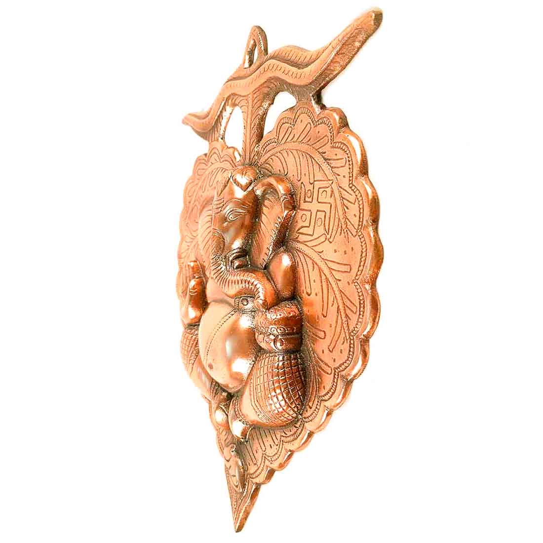 Ganesh Idol Wall Hanging | Lord Ganesha With Leaf Design Wall Statue Decor |Religoius & Spiritual Wall Art - For Puja, Home & Entrance  Living Room & Gift - 13 Inch
