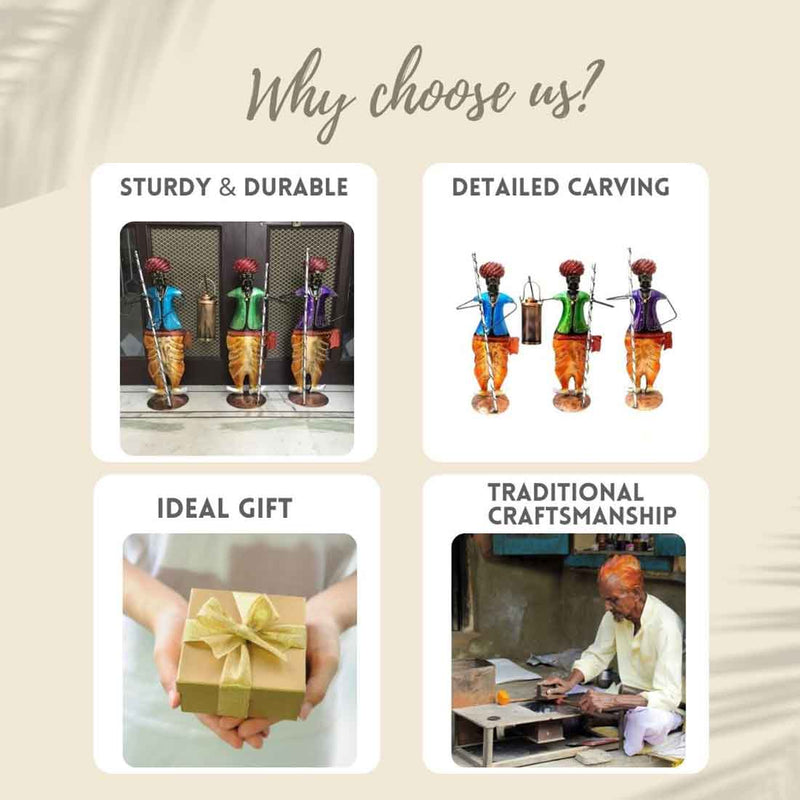 Village Men with Lantern Figurine | Human figurine - for Home Decor & Gifts - 28 Inch - Set of 3 - ApkaMart