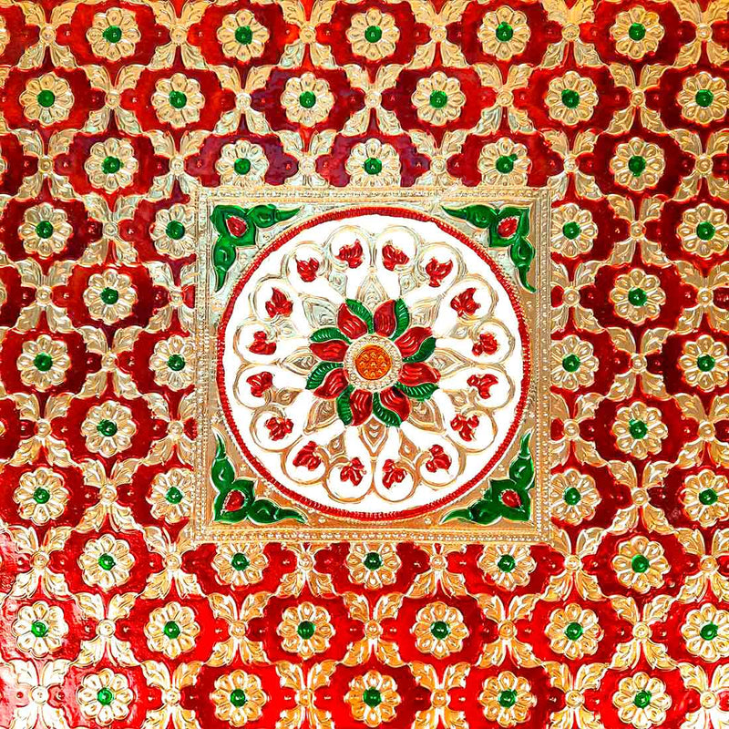Minakari Chowki Bajot - For Puja Decoration -16 Inch - ApkaMart