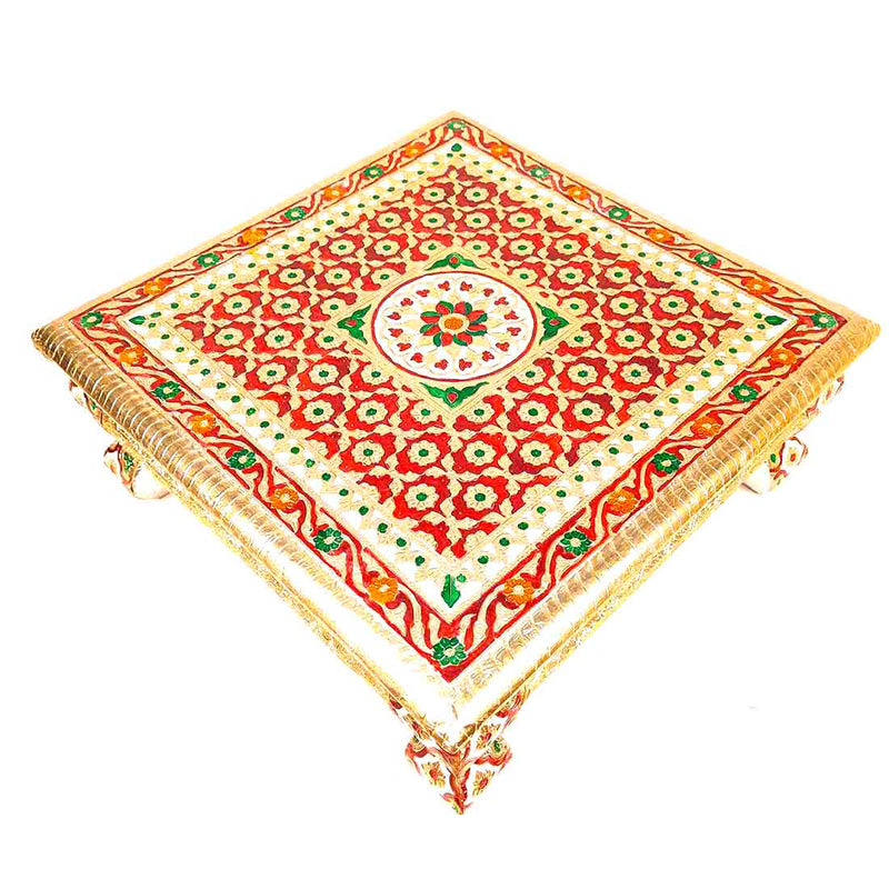 Minakari Chowki Bajot - For Puja Decoration -16 Inch - ApkaMart