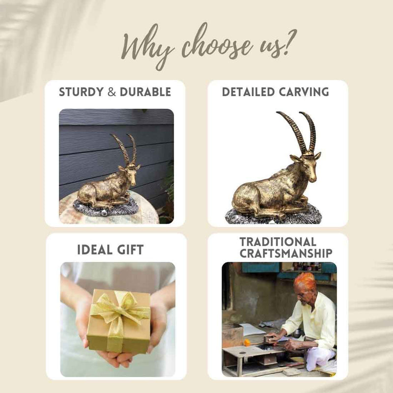 Deer Showpiece| Animal Figurine - For Table Decor & Gifts - 10 Inch - ApkaMart