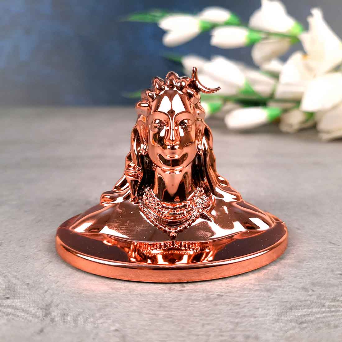 Adiyogi Statue | Mahadev Showpiece Idol - for Car Dashboard, Pooja & Gift, Home & Office Decor - Set of 2 #Color_Copper-Purple