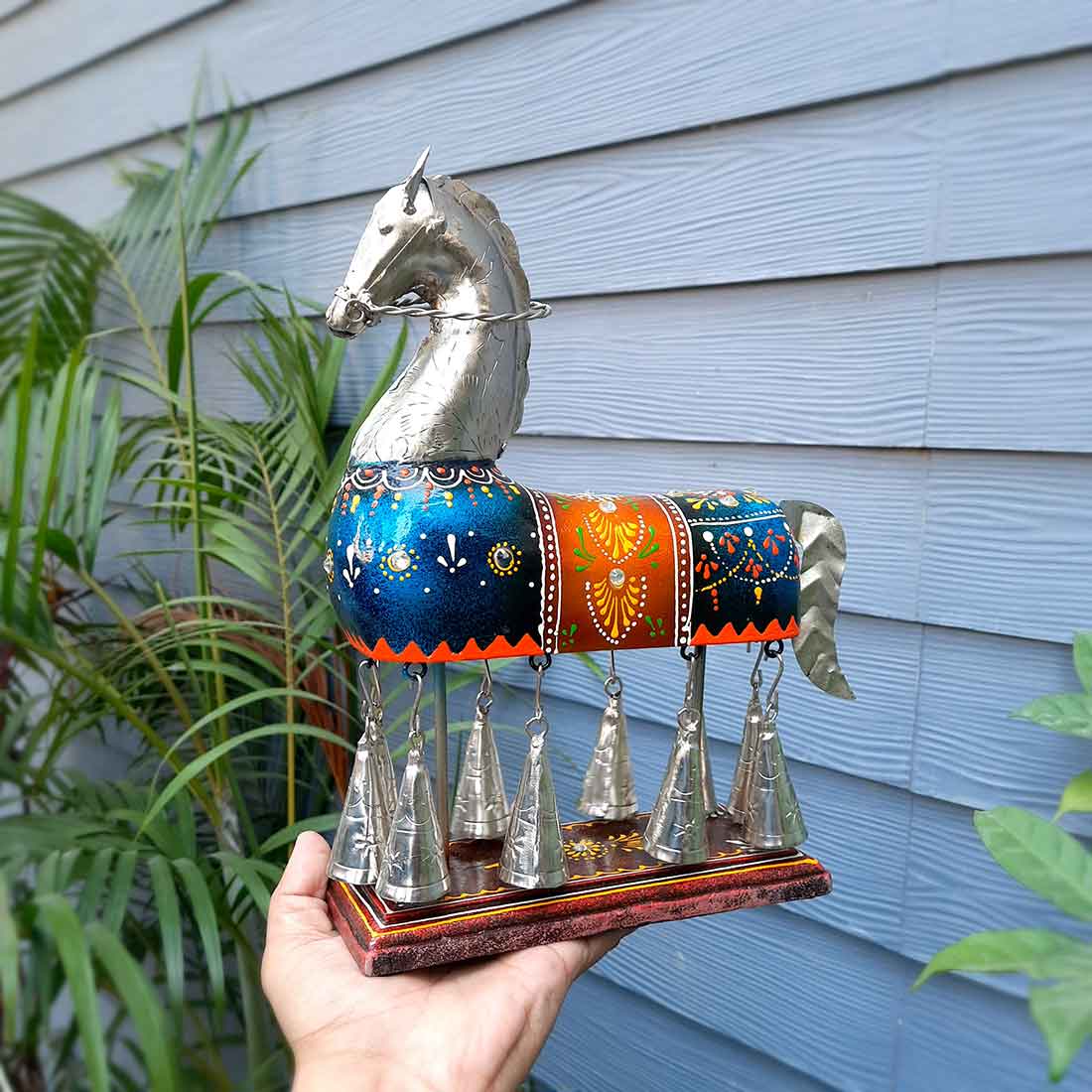 Antique Horse Showpiece | Horse with Bell Design - For Table Decor & Gifts - 12 Inch