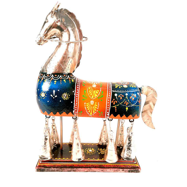 Antique Horse Showpiece | Horse with Bell Design - For Table Decor & Gifts - 12 Inch