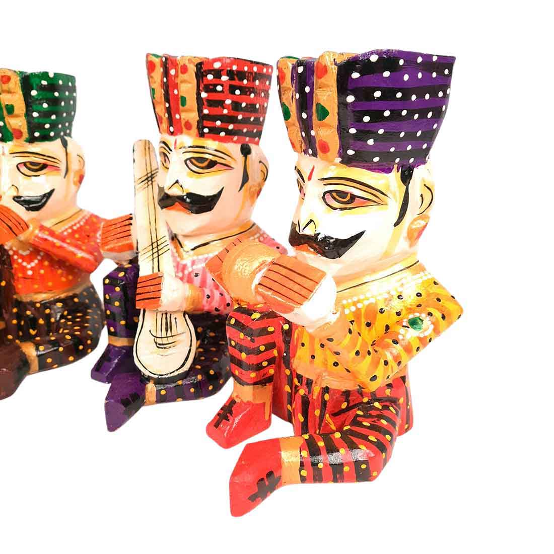 Rajasthani Musician Showpiece - For Table & Home Decor - 9 Inch -Set of 5