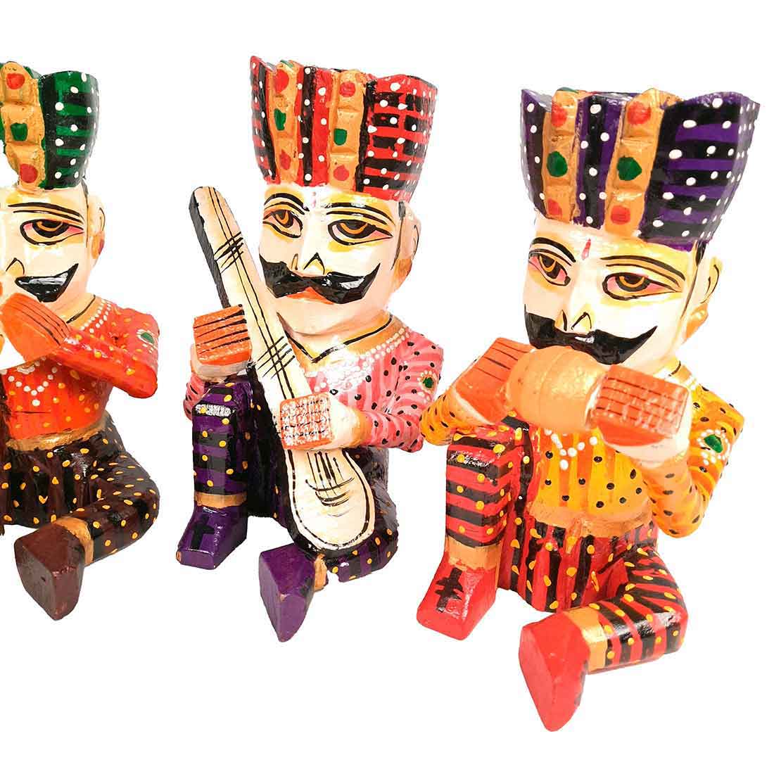 Rajasthani Musician Showpiece - For Table & Home Decor - 9 Inch -Set of 5