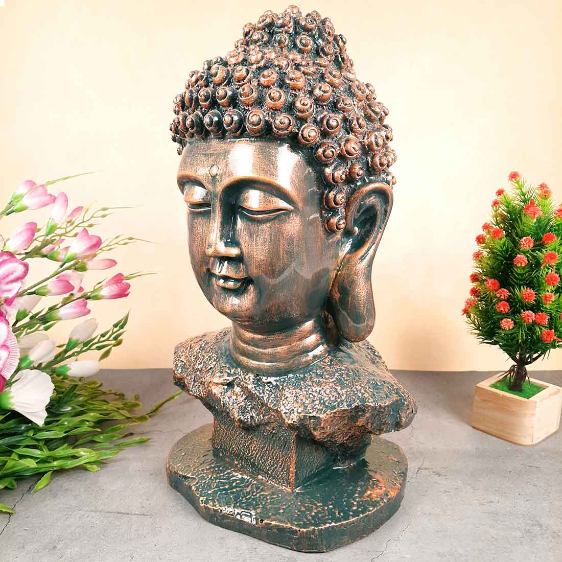 Buddha Head Showpiece | Buddha Face Statue - For Living room, Home, Table, Shelf, Office Decor | Housewarming & Birthday Gift -18 Inch - apkamart #style_style 1