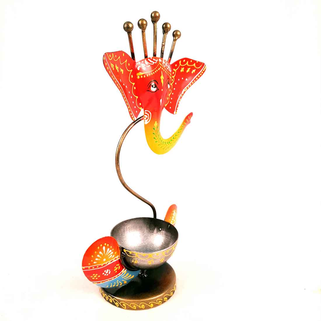 Candle Holder Stand | TeaLight Holder With One Slots Cum Showpiece  | Tea Light Candle Stands - Ganesha Design - For Home, Table, Living Room, Dining room, Bedroom Decor | For Diwali Decoration & Gifts - 12 Inch