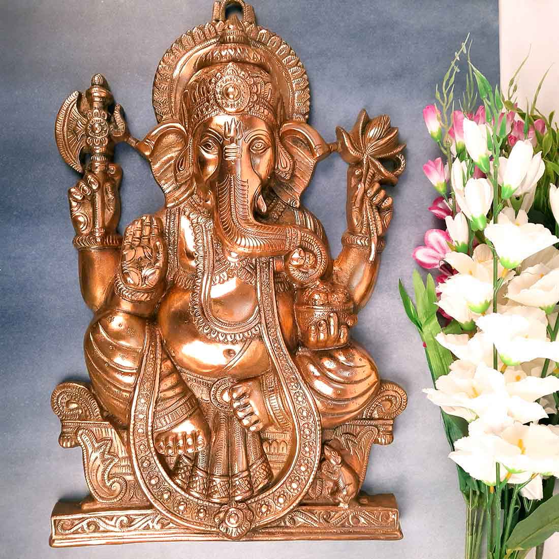 Ganesh Wall Hanging Idol Big | Lord Ganesha Statue Wall Art - For Puja, Home & Main Gate |Religoius & Spiritual Decor for Living Room - 23 Inch
