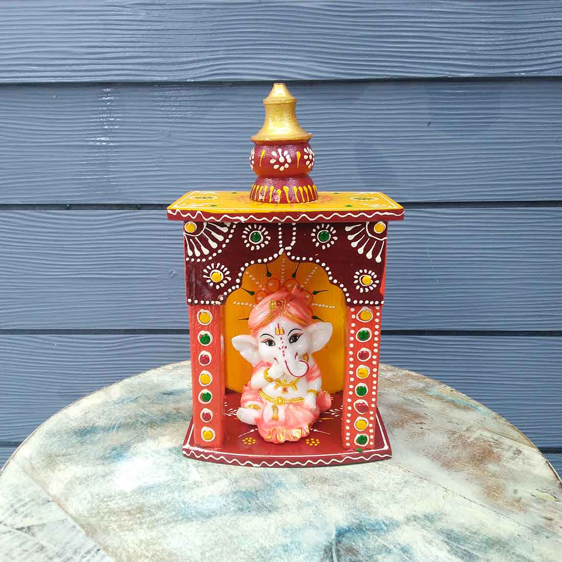 Wooden Mandir | Small Temple for Home & Gifts -10 Inch - ApkaMart