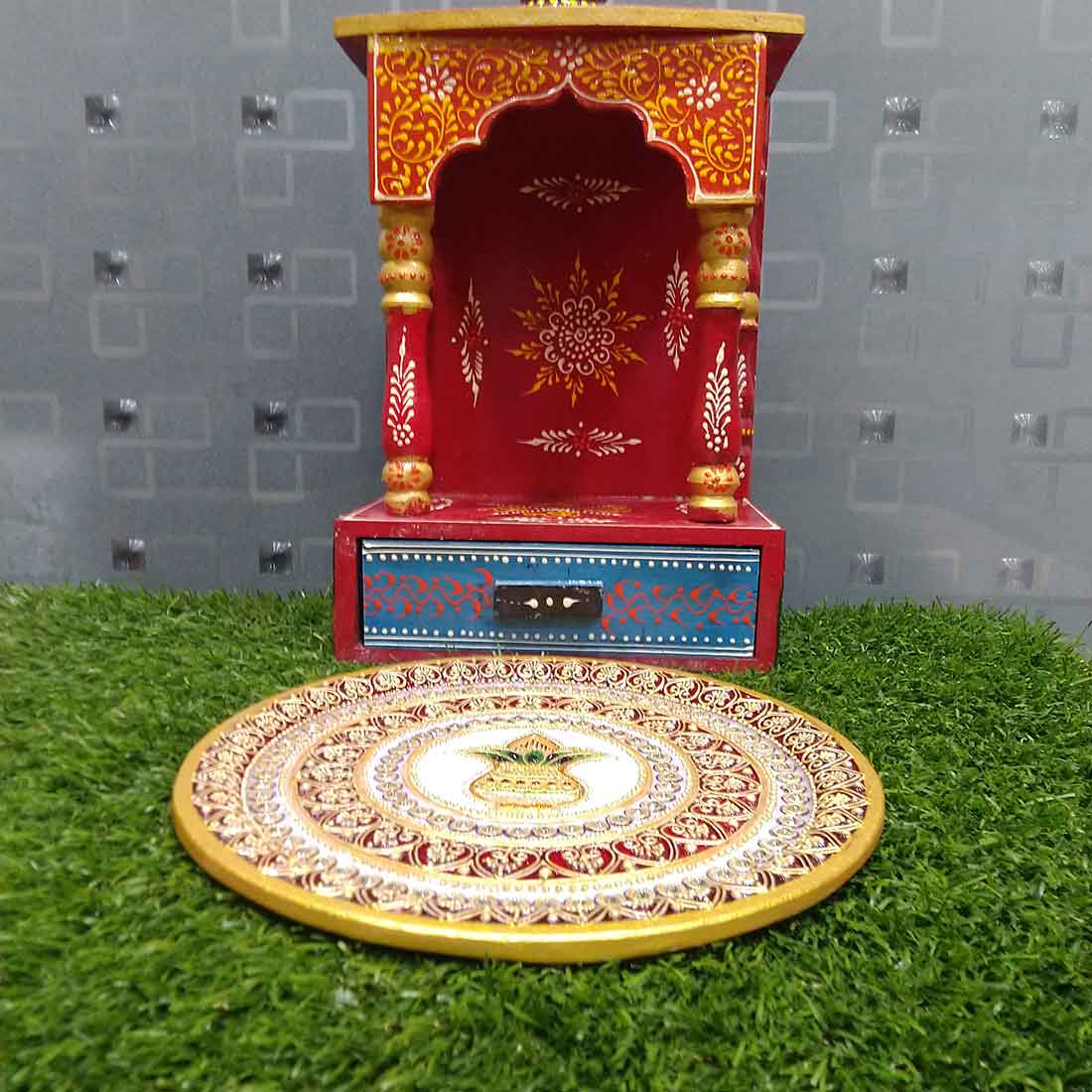 Decorative Aarti Thali - For Karva Chauth Pooja - 9 Inch - ApkaMart