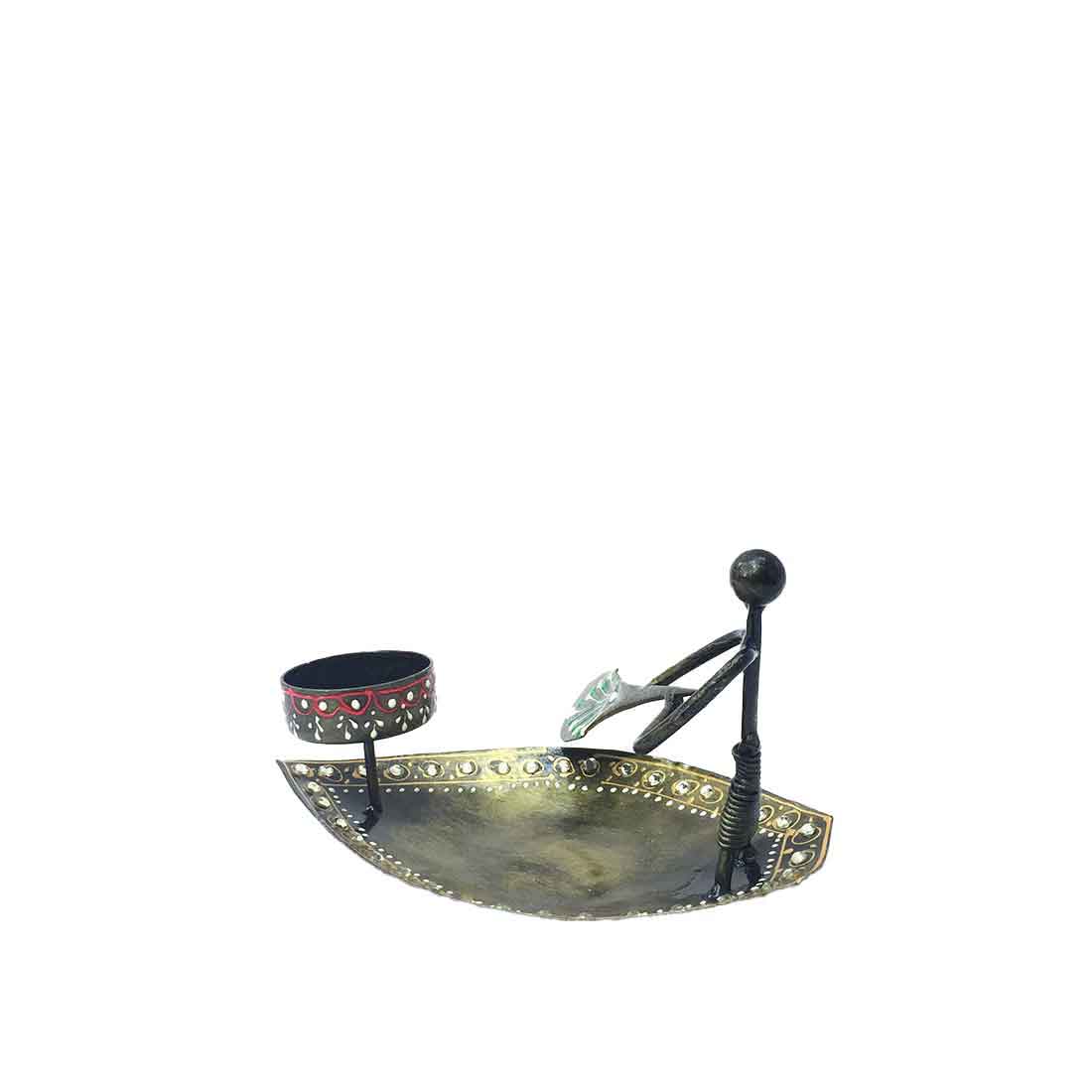 Tea Light Holder - Decorative Candle Holder Boat Design - For Home Decor & Gifts - 4 Inch - ApkaMart