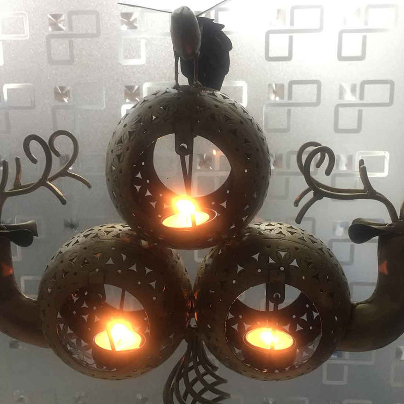 Metal Tea Light Holder | Deer Design - For Living Room & Home Decor - 24 Inch - ApkaMart