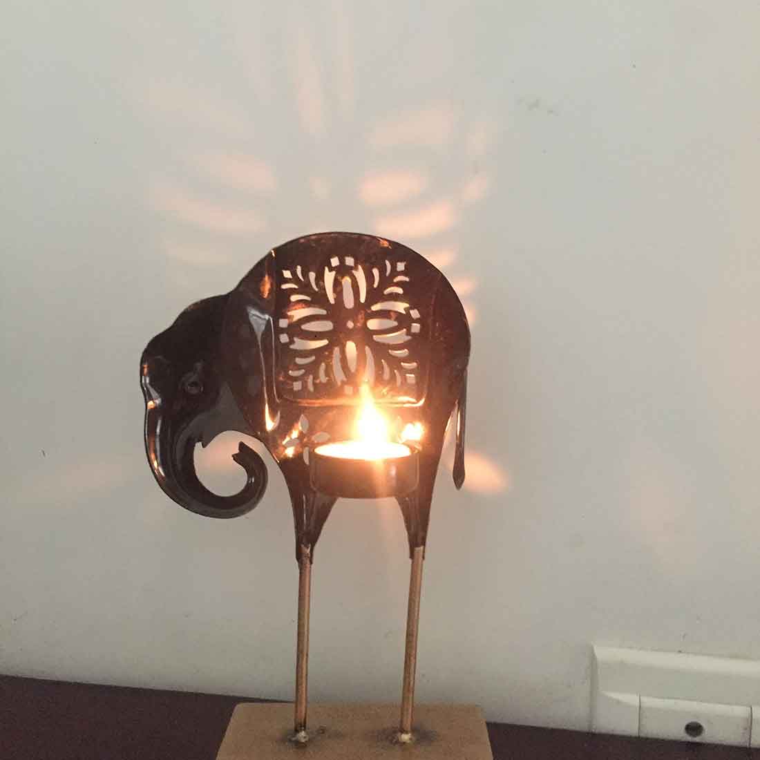Candle Stand - Elephant Design - For Dining Table & Home Decor - 9 Inch - ApkaMart