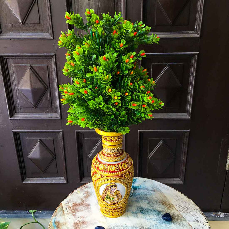 Marble Flower Vase | Decorative Flower Pot - For Living Room & Home Decor - 9 Inch - ApkaMart