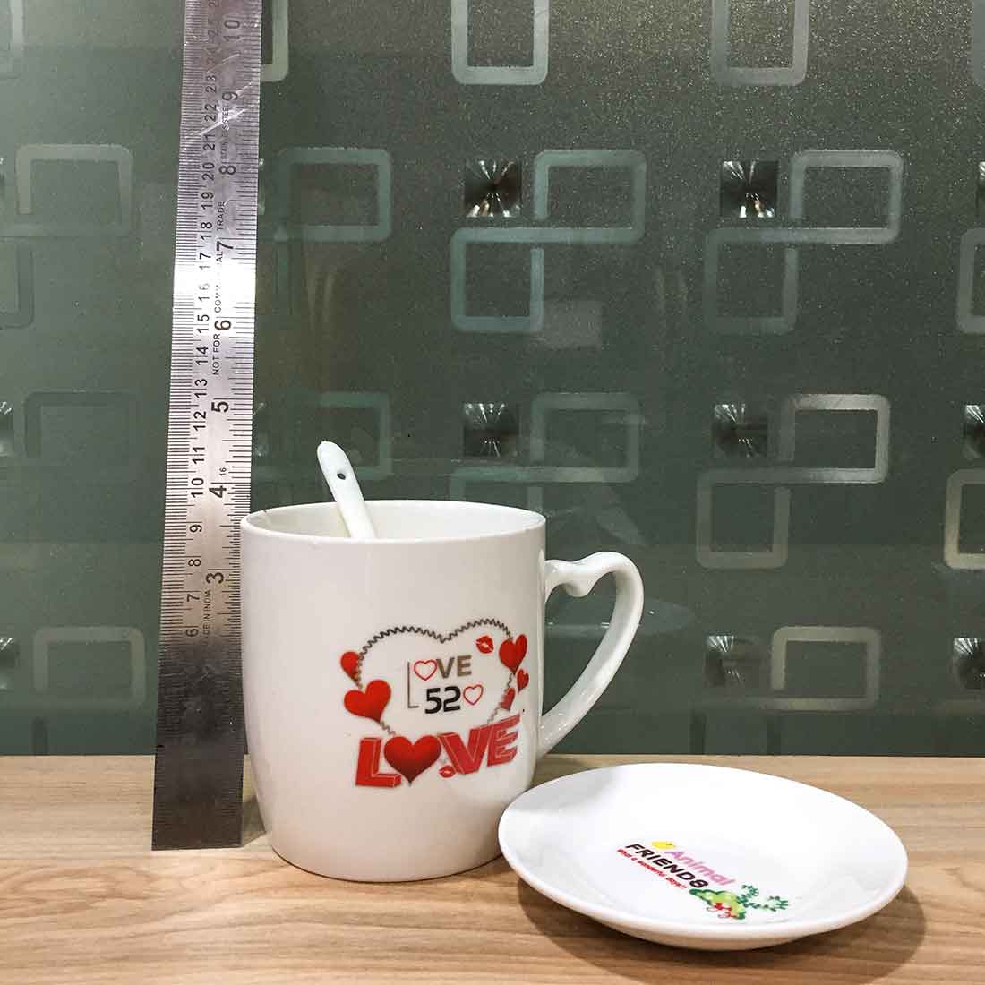 Coffee Mug with Lid & spoon -For Anniversary & Valentines Day Gift - ApkaMart