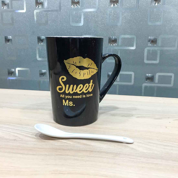 Coffee Mug with Spoon - for Tea, Coffee, Milk, Beverage, & Gifts - ApkaMart