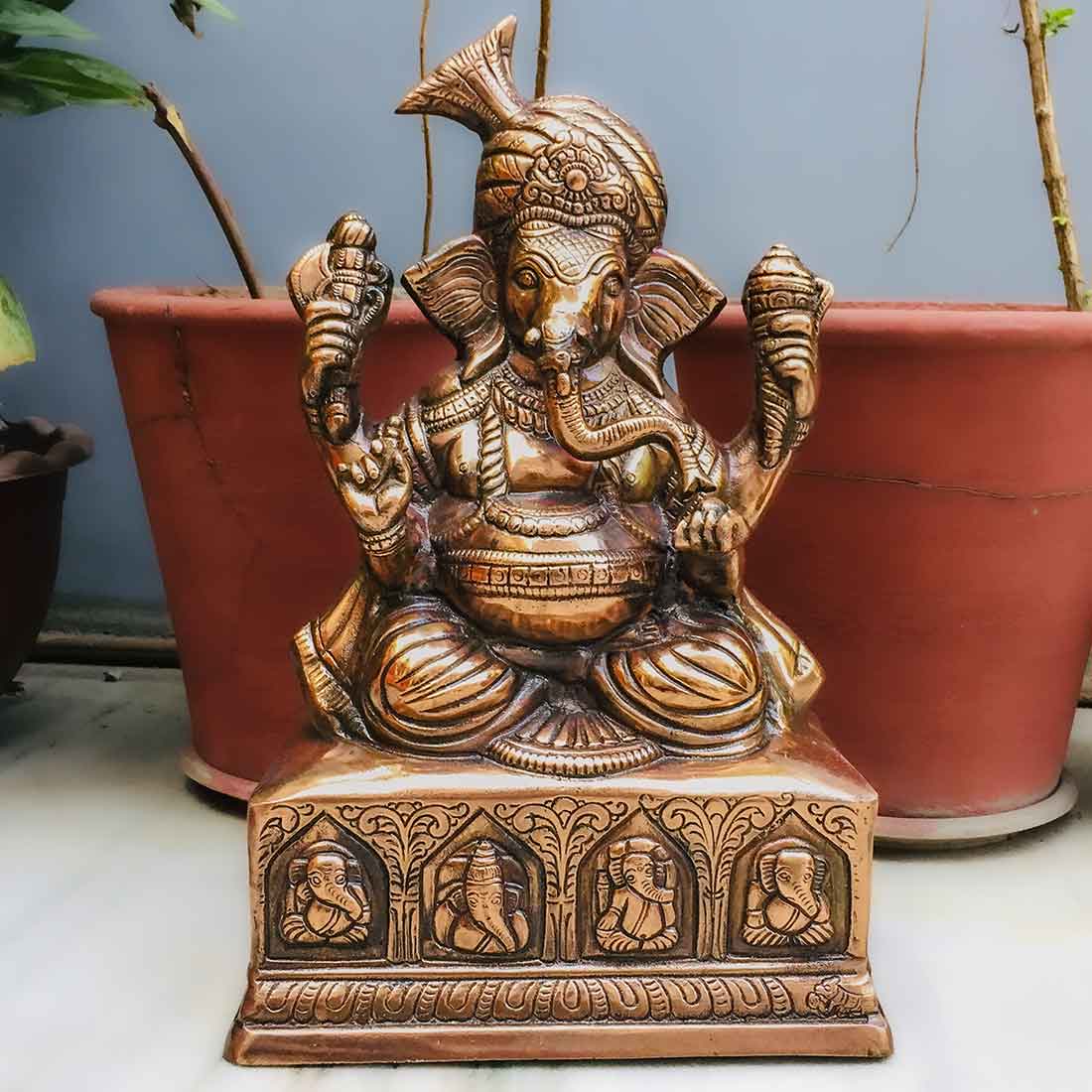 Lord Ganesh Idol | Ganesha Idol Big Size - for Home, Living Room, Entrance, Main Door | Metal Ganesh Art for Religious & Spiritual Decor | Diwali & Housewarming Gift - 18 Inch