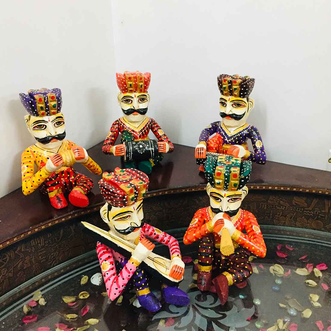 Rajasthani Musician Showpiece - For Table & Home Decor - 9 Inch -Set of 5 - ApkaMart